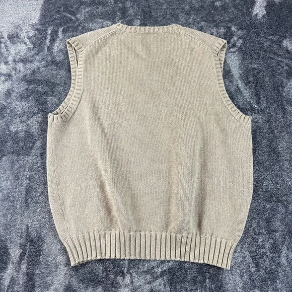 Vtg Polo Ralph Lauren Brown Knitted V-Neck Sweater Vest Men's L Pony Golf Cotton - Picture 7 of 10